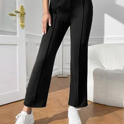 Visit Wear Women High-Rise Regular Fit Pleated Trousers-picture-7