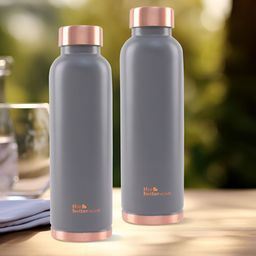 The Better Home Grey 2 Pieces Brand Logo Printed Copper Water Bottles- 1 L Each-image-47