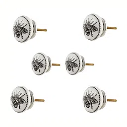Indianshelf 6Pcs White & Black Textured Ceramic Bumble Bee Knobs-image-64