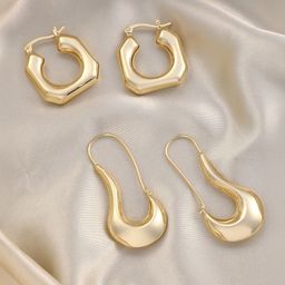 SOHI Set Of 2 Gold-Plated Simplicity Contemporary Hoop Earrings-52