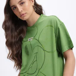 Disney by Glitchez Mickey Mood Disney Print Oversize T-shirt-image-91