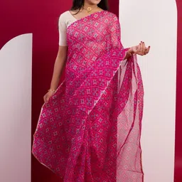 KCPC BANDHANI Women Pink Sarees-picture-40