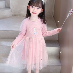 YK Girls Self Design Fit & Flare Maxi Dress-image-49