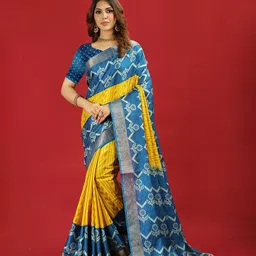 VIRENDRA TEXTILES Ethnic Motifs Woven Design Zari Saree-picture-50