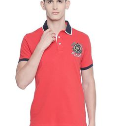 Basics Men Typography Printed Polo Collar Cotton T-shirt-picture-17