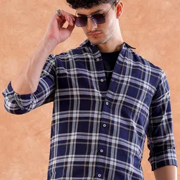 HARDSODA Men Spread Collar Tartan Checked Casual Shirt-image-58