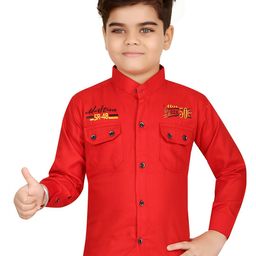 BAESD Boys Classic Regular Fit Band Collar Solid Cotton Casual Shirt-image-95