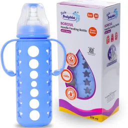 Anti-Colic Borosil Glass Feeding Bottle with Handle & Sleeve, Bpa Free - 250 ml-image-81
