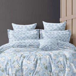 A Homes Grace Blue Printed Microfiber AC Room 120 GSM Reversible Double Bed Comforter-image-105
