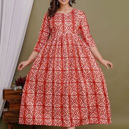 MURLI KURTI Geometric Printed Anarkali Maternity Kurta-image-0