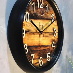 RANDOM Black & Brown Printed Contemporary Wall Clock-33