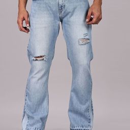 FOUL CHILD Men Flared Mid-Rise Mildly Distressed Heavy Fade Non Stretchable Jeans-image-76