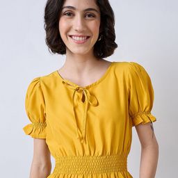 SZN Puff Sleeve Cinched Waist Crop Top-image-45