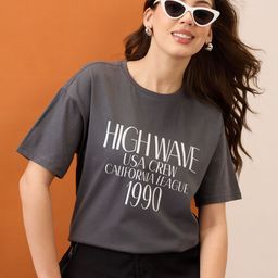 Mast & Harbour Typography Printed Round Neck Short Sleeves Regular Fit Cotton T-Shirt-image-74