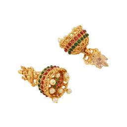 TEEJH Gold-Plated Stone-Studded & Beaded Jewellery Set image 5