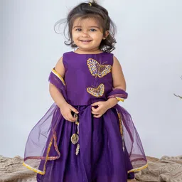 LABEL NEETI Girls Embroidered Sequinned Ready to Wear Lehenga & Blouse With Dupatta-picture-6