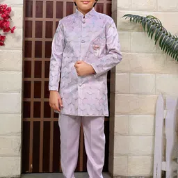 BT DEZINES Boys Floral Embroidered Sequined Sherwani Set-image-18
