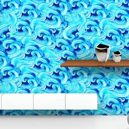 ArtzFolio Printed UV-Resistant Anti-Bacterial Watercolor Sea Flow Peel & Stick Wallpaper-image-9