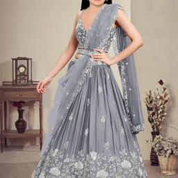 F Plus Fashion Grey Net Lehenga Choli-picture-18
