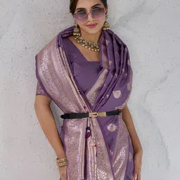 PBS PRINTS Ethnic Motifs Woven Design Zari Banarasi Saree With Blouse Piece-picture-16