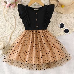 INCLUD Girls Polka Dot Printed Fit & Flare Knee Length Dress-picture-1