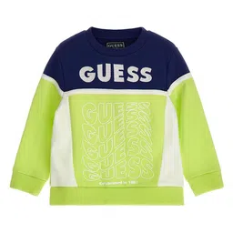 GUESS kids Boys Pure Cotton Colourblocked Round Neck Pullover Sweatshirt-picture-24