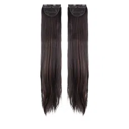 Milano Treasures Set of 2 Clip-in Side Patches Copper Highlights Hair Extension - Dark Brown-17