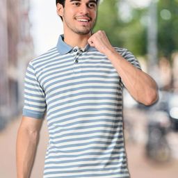 Unicus Apparel Men Striped Polo Collar Pockets T-shirt-image-7