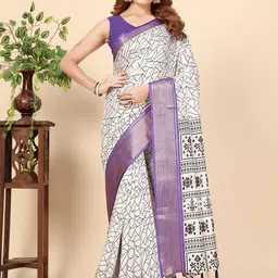J 6 DESIGNER Geometric Printed Zari Saree-picture-14