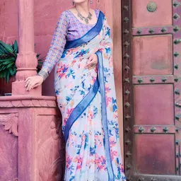 Moda Rapido Floral Block Print Saree-image-46