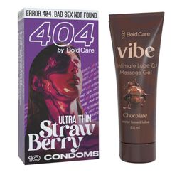 Bold Care Set Of 2 Vibe Chocolate Lube - 50 ml With Ultra Thin Strawberry Condoms - 10 Pcs-17