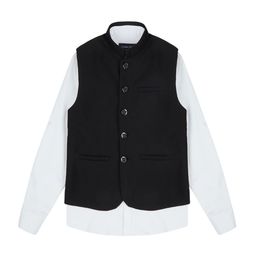 CHARCHIT Boys Black Plain Full Sleeved Shirt And Nehru Jacket-56