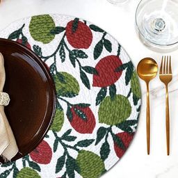 ANA 8 Pcs Green & Maroon Printed Cotton Table Placemats-25