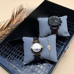 La Trove Grey Set Of 2 Velvet Watch Organizer Pillows-image-8