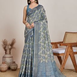 DIVASTRI Floral Zari Tissue Saree-image-43