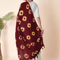 EBADAT Printed Maroon Cotton Dupatta image 4