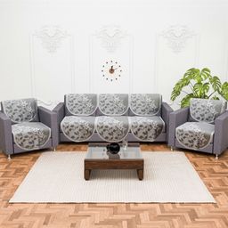 Aura Grey & Off White Cotton Sofa Cover-image-45