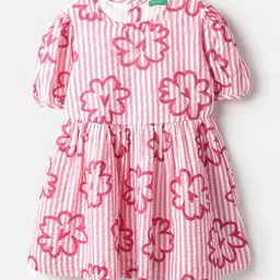 United Colors of Benetton Striped Puff Sleeve Fit & Flare Dress-picture-49