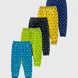KUCHIPOO Kids Pack Of 5  Cotton Printed Mid-Rise Joggers-picture-10