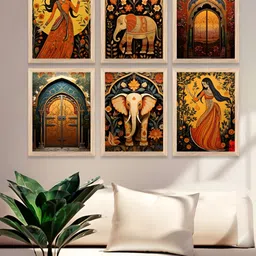 Kotart Brown & Yellow 6 Pieces Wooden Floral and Botanical Wall Arts-18