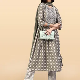 Anouk Rustic Women Ethnic Motifs Embroidered Pleated Kurta Trousers With Dupatta-picture-12