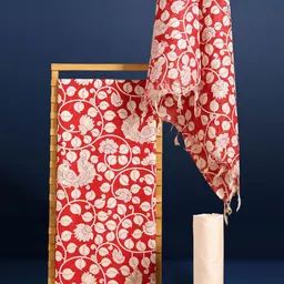 Taavi Ethnic Motifs Block Printed Pure Silk Unstitched Dress Material-18