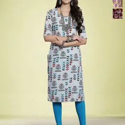 Moda Rapido Women Ethnic Motifs Printed Sequinned Floral Crepe Kurta-image-89