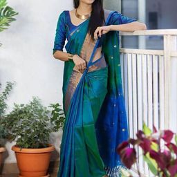 AMRUTKALA SAREES Woven Design Zari Silk Blend Banarasi Saree-picture-28
