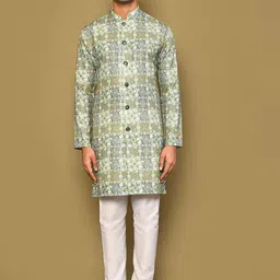 Arihant Rai Sinha Men Floral Printed Regular Pure Cotton Kurta with Churidar-image-94