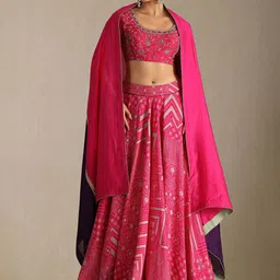 Soch Floral Embroidered Thread Work Ready to Wear Lehenga & Blouse With Dupatta-image-20