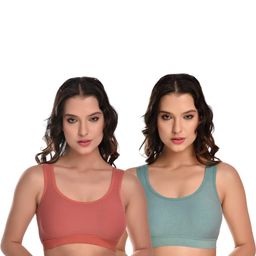 Women Cotton Orange,Green Non Padded Non-Wired Lingerie Bra Sport wear Gym Crop Tank Top-image-57