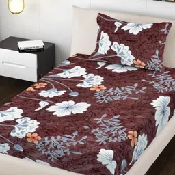Myntra Elegant Homes Brown Printed 300TC Woolen Single Bedsheet Set 2.20 m x 1.50 m-picture-4
