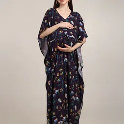 CRAFTBAZAR Floral Print Batwing Sleeve Maternity Kaftan Maxi Dress-image-64