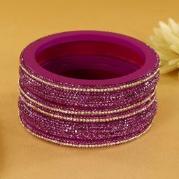 ZULKA Set Of 6 Lac Stone Studded Kada Bangles-14